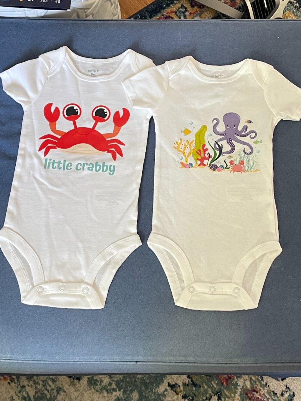 Set of 2 Baby Onesies-Beach Themed Baby Bodysuit-New-9M